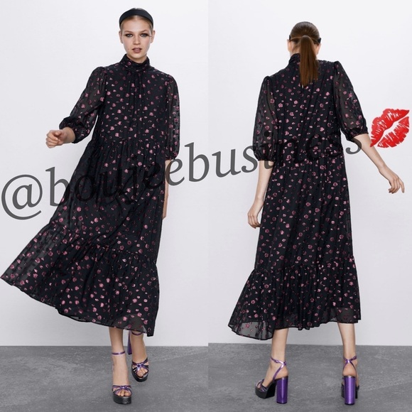 ZARA Voluminous Midi Dress - Picture 1 of 5